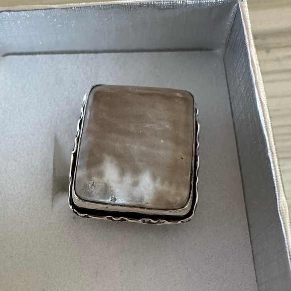 Hand Crafted Jewelry - 💕 Agitated coral gemstone Ring Square Design Adjustable Ring